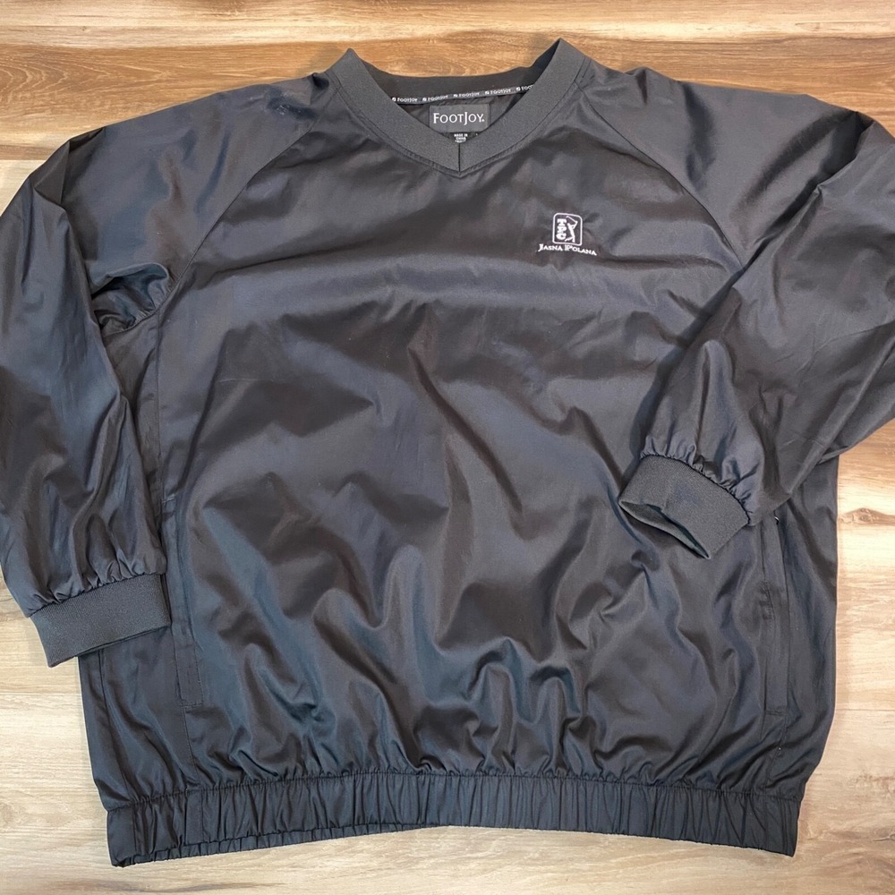 FootJoy Windshirt Men XL Golf Pullover V-Neck Black Jasna Polana Classic